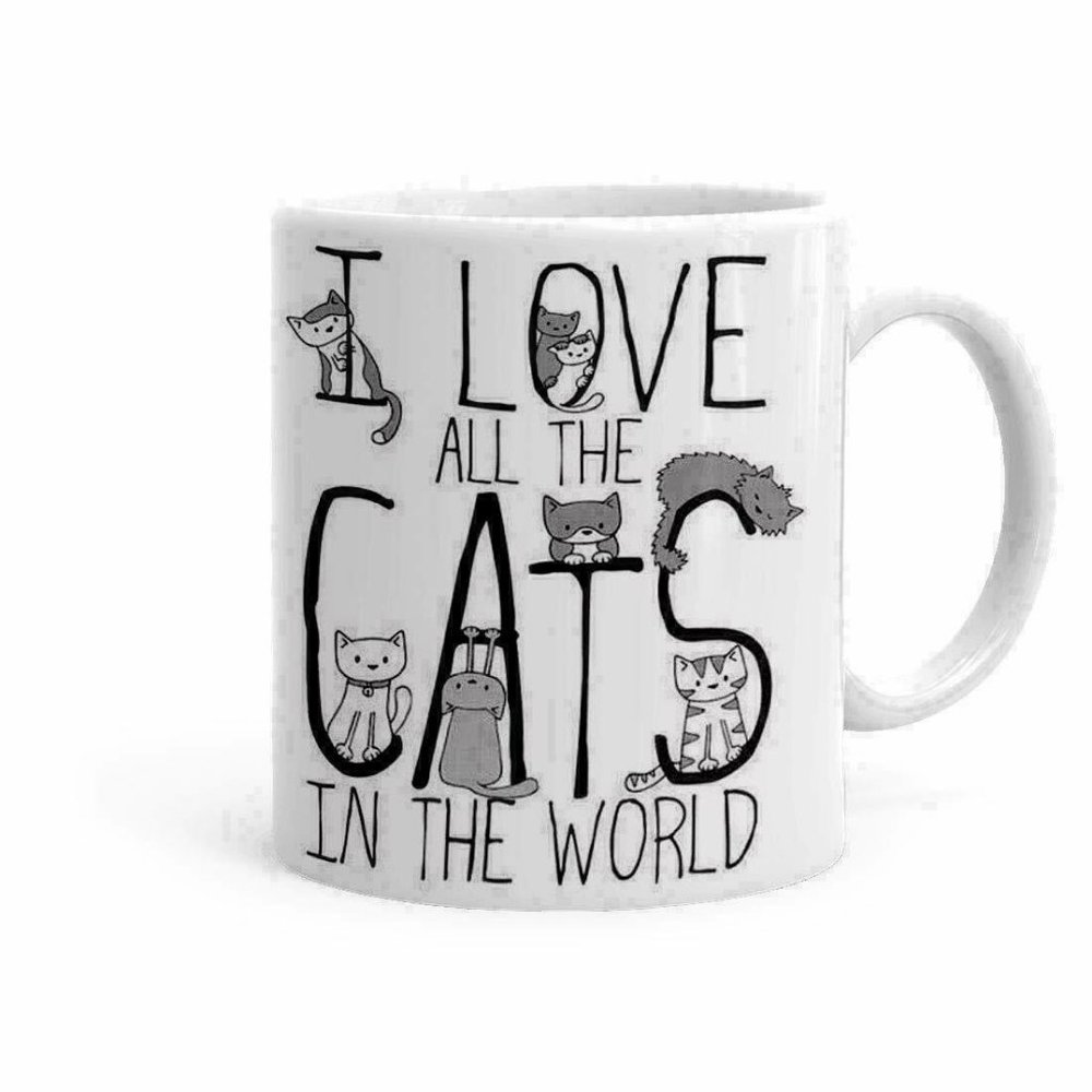 I Love All The Cats Theme Ceramic Printed Tea and Funny Coffee Mug 11oz